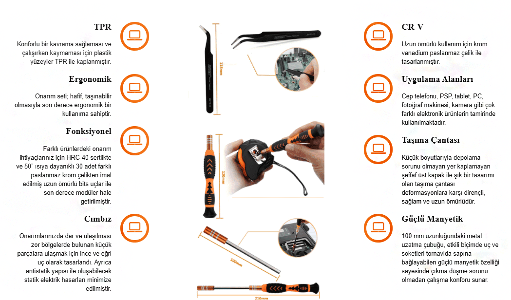 Jakemy JM-8111 Bit Set 33 Parça Teknik Detaylar