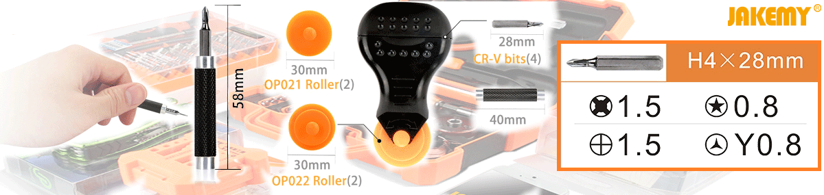 Jakemy JM-OP17 Çok Amaçlı Tornavida ve Silindir Açıcı Bits Uçları